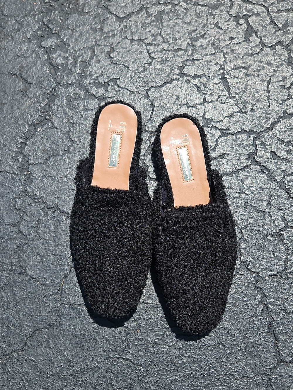 Primark Black Bouclé Slip-On Mules